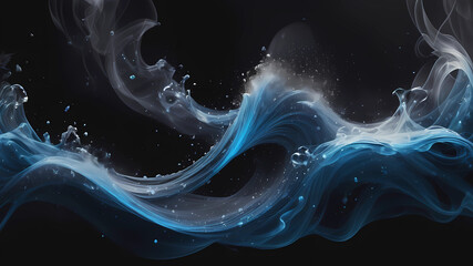 Glitter mist. Paint water splash. Magic spell. Blue silver gray color gradient shiny vapor veil...