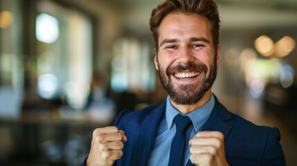 handsome man in executive style suit in an office