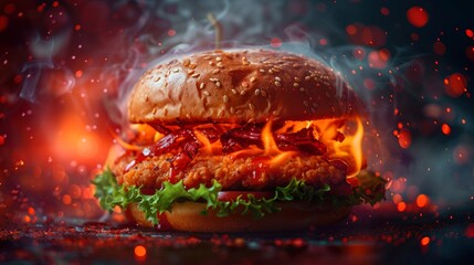 Photo of a crispy chicken burger sandwich