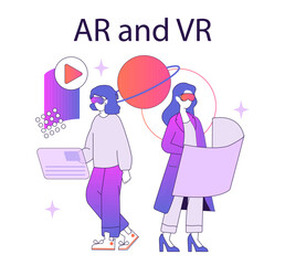 ar and vr2. Flat Vector Illustration