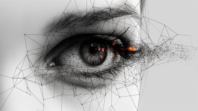 Illustration of a human eye created using halftone patterns