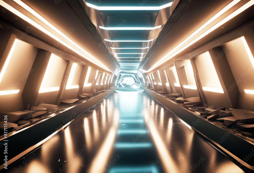 Poster 'rendering 3d concept science fi sci business background interior future light tunnel futuristic cor