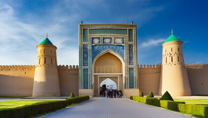Gate In Khiva Islam Fort Travel Photo Background