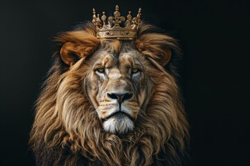 Fototapeta premium A Lion With A Crown On Its Head Lion Of Judah Exuding Strength And Power