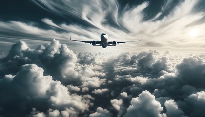 Plane  in a sky. Travel background