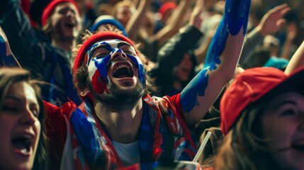 Intense Basketball Game Spectators with Painted Faces and Handmade Signs
