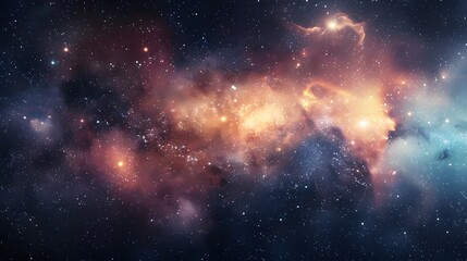 Naklejka premium Planets over the nebulae in space. 