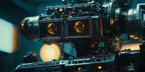 Fototapeta premium Industrial robot in factory close up