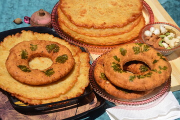 Babru, bhalla malpua traditional snack dishes of mandi himachal pradesh india.sweet item in festival and marriages