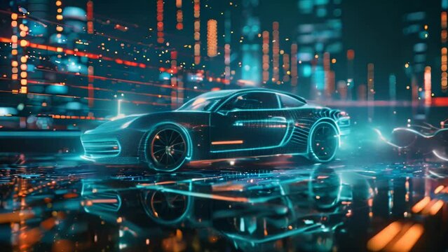 digital car. Artificial intelligence concept. virtual reality
