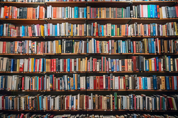 Full frame bookshelves. AI generative
