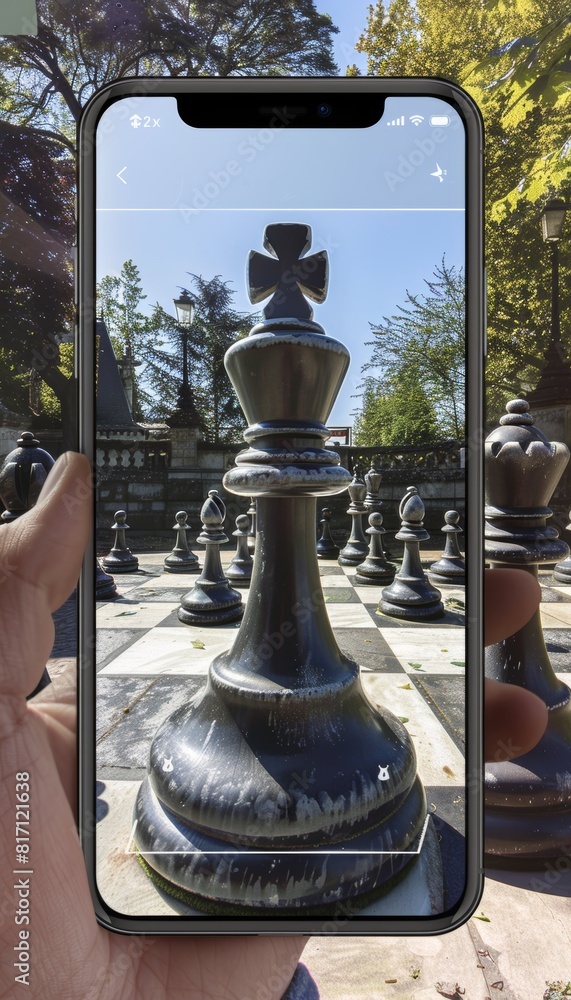 Aufkleber augmented reality chess game in outdoor setting - interactive mobile app design