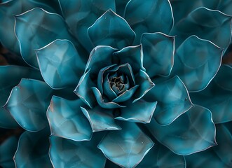 A top view of an agave cactus flower, its intricate patterns and vibrant blue color creating a stunning visual effect