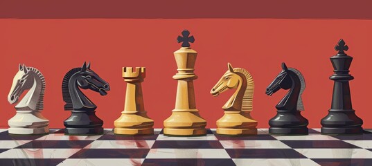 Avant-Garde Chess Set Design for High-End Art and Design Show Banner