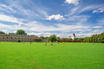 beautiful summer view in the park, Ingolstadt	
