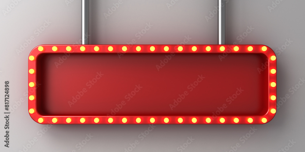 Poster hanging blank red long sign banner or retro billboard display box or blank long red signboard with g