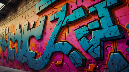 Fototapeta premium Colorful graffiti wall with bold lettering