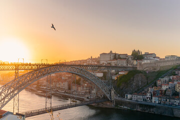 Iron bridge at sunset