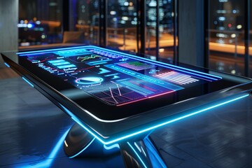 Futuristic Multi Touch Computing Table for Corporate Strategy and Data Analysis
