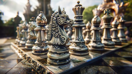 Enchanting Fantasy Chess Game with Mythical Cultural Legends