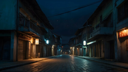 Naklejka premium Deserted old town alley at night