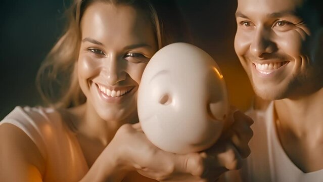 Man and Woman Holding Up Smiley Fac Generative AI