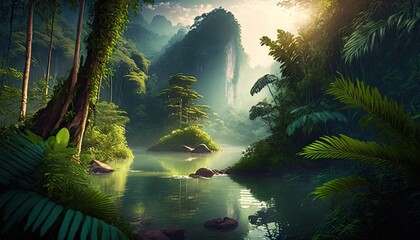 Obraz premium tropical forest in the morning