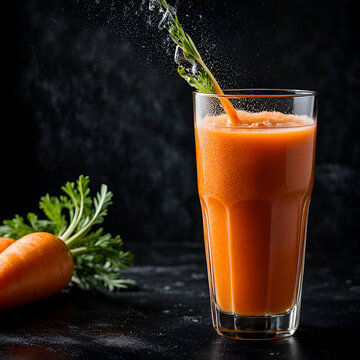 Carrot juice in Glass with garnish (Digital) Digital Asset