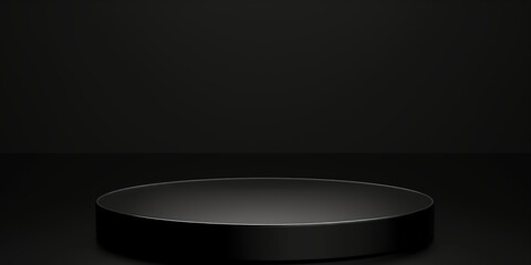 Sleek black product display podium with soft lighting