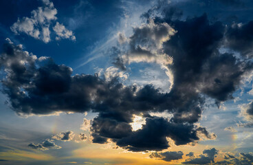 blue sky with fantastic clouds for photo background