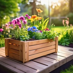 Fototapeta premium Kwiaty w skrzyni ogrodowej