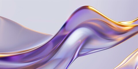 3D rendering, abstract shape, light purple and gold, perfect for backgrounds or wallpapers, elegant and serene.