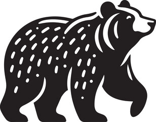 Bear walking silhouette vector illustration on white background.