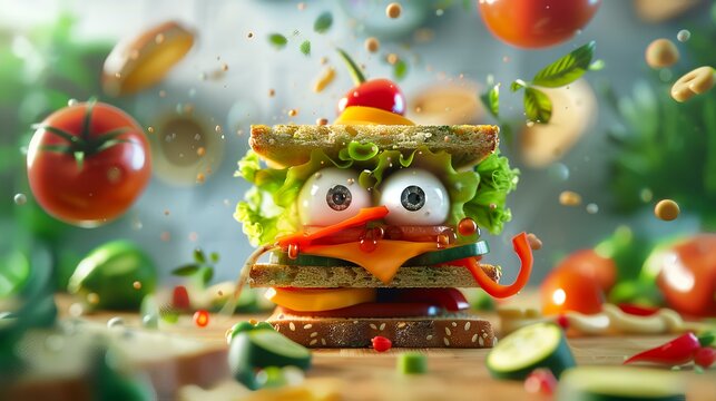 Banner with crazy fun sandwich