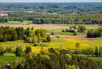 Obraz premium Spring landscape in the countryside of Latgale, Latvian nature.