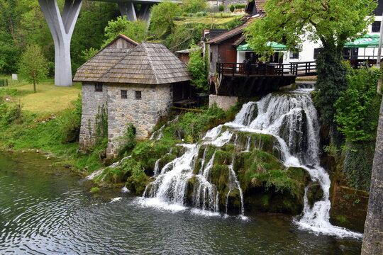 Rastoke village, waterfalls and water mills on the Korana river, Slunj region, Karlovac province, Croatia, Europe,