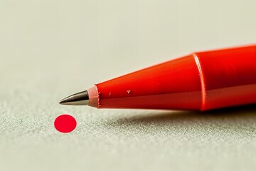 A red pen with a red dot on it