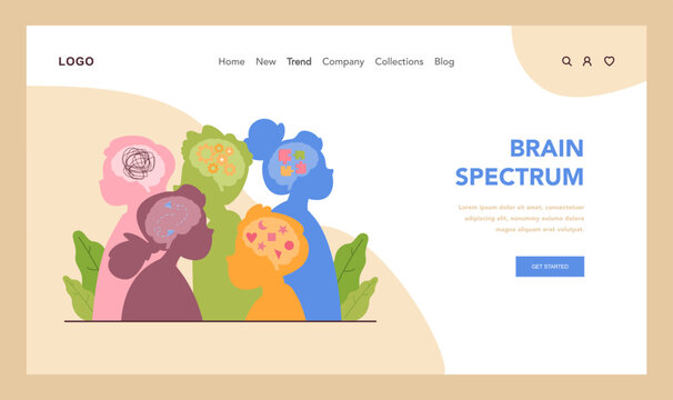 Neurodiversity web banner or landing page. Cognitive development
