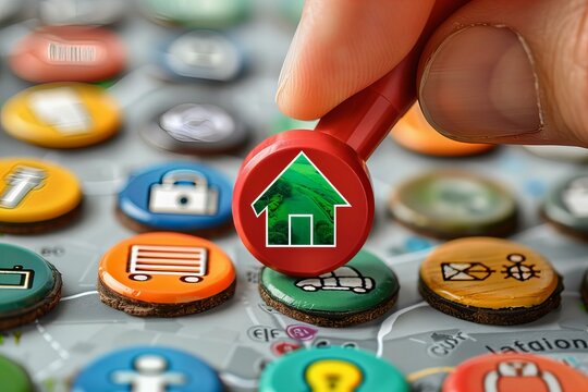 Person pressing button with green arrow