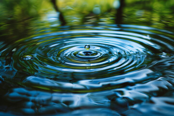 Mesmerizing Ripple  Water Droplet Disturbing a Reflective Pond