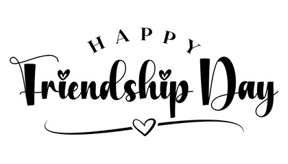 Happy friendship day lettering text vector illustration.