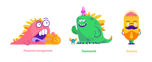 monster helpers. Flat Vector Illustration © inspiring.team