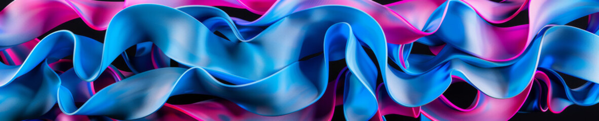 Vibrant Curved Layers of Blue and Pink in Modern Art Sculpture