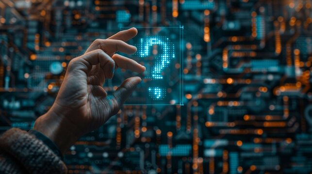 A person asking a question online, illustrating the power of internet connection for seeking advice and assistance, leveraging the vast pool of big data 8K , high-resolution, ultra HD,up32K HD