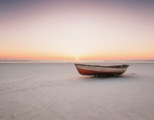 old abandoned boat at the beach