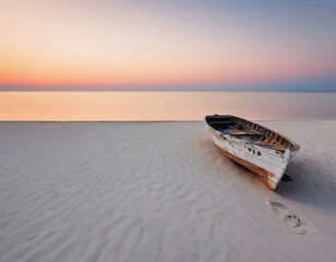 old abandoned boat at the beach