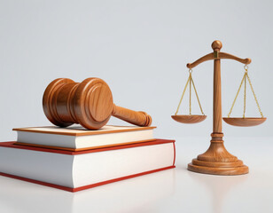 gavel, libra, and law books 3d rendered 