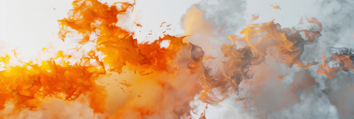 Fiery Inferno with Vibrant Orange Flames Against Smoke