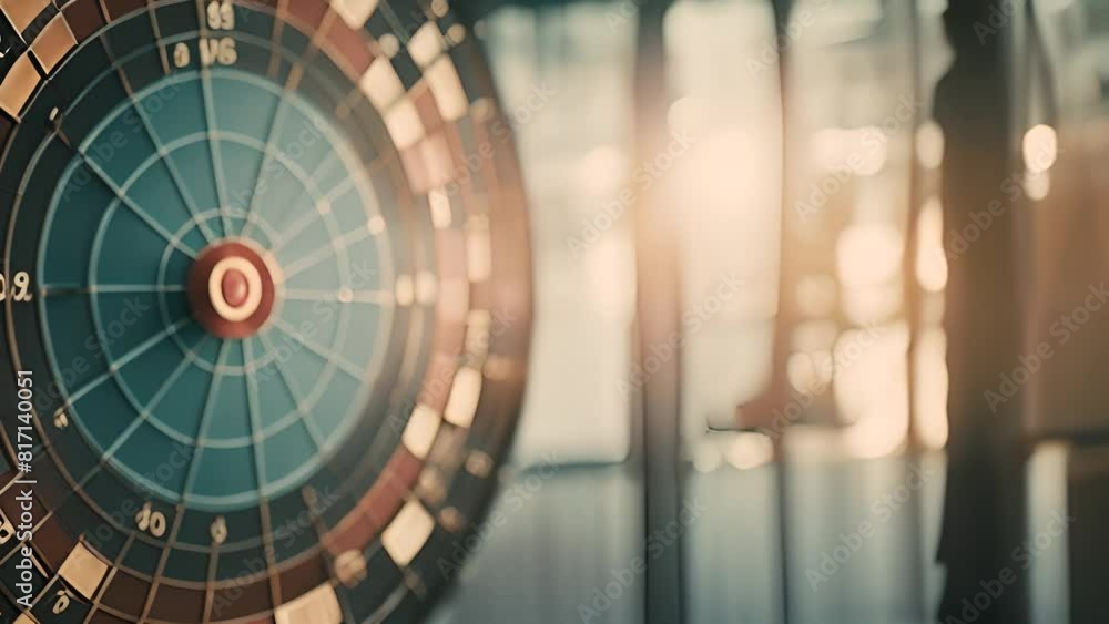 Poster businessman pointing at dart board generative ai