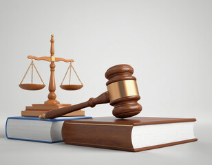 gavel, libra and law books 3d rendered 
